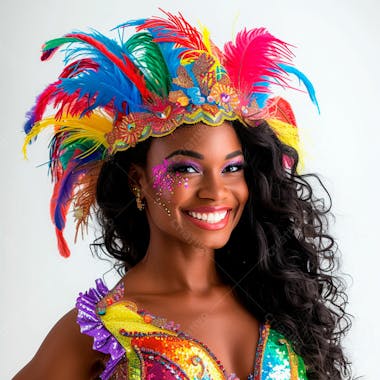 Mulher com maquiagem e adereços de carnaval 9