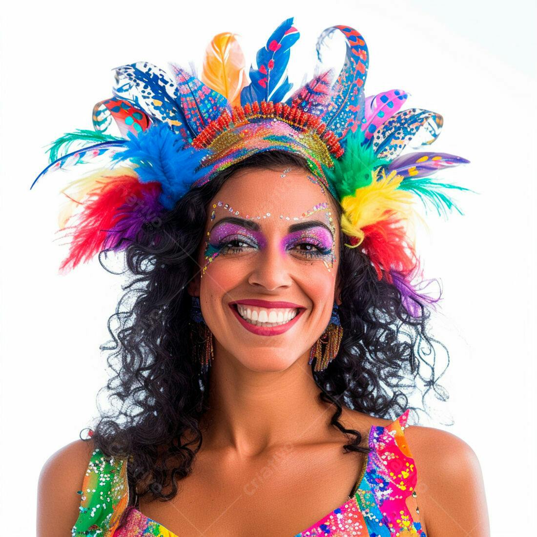 Mulher sorridente com fantasia de Carnaval