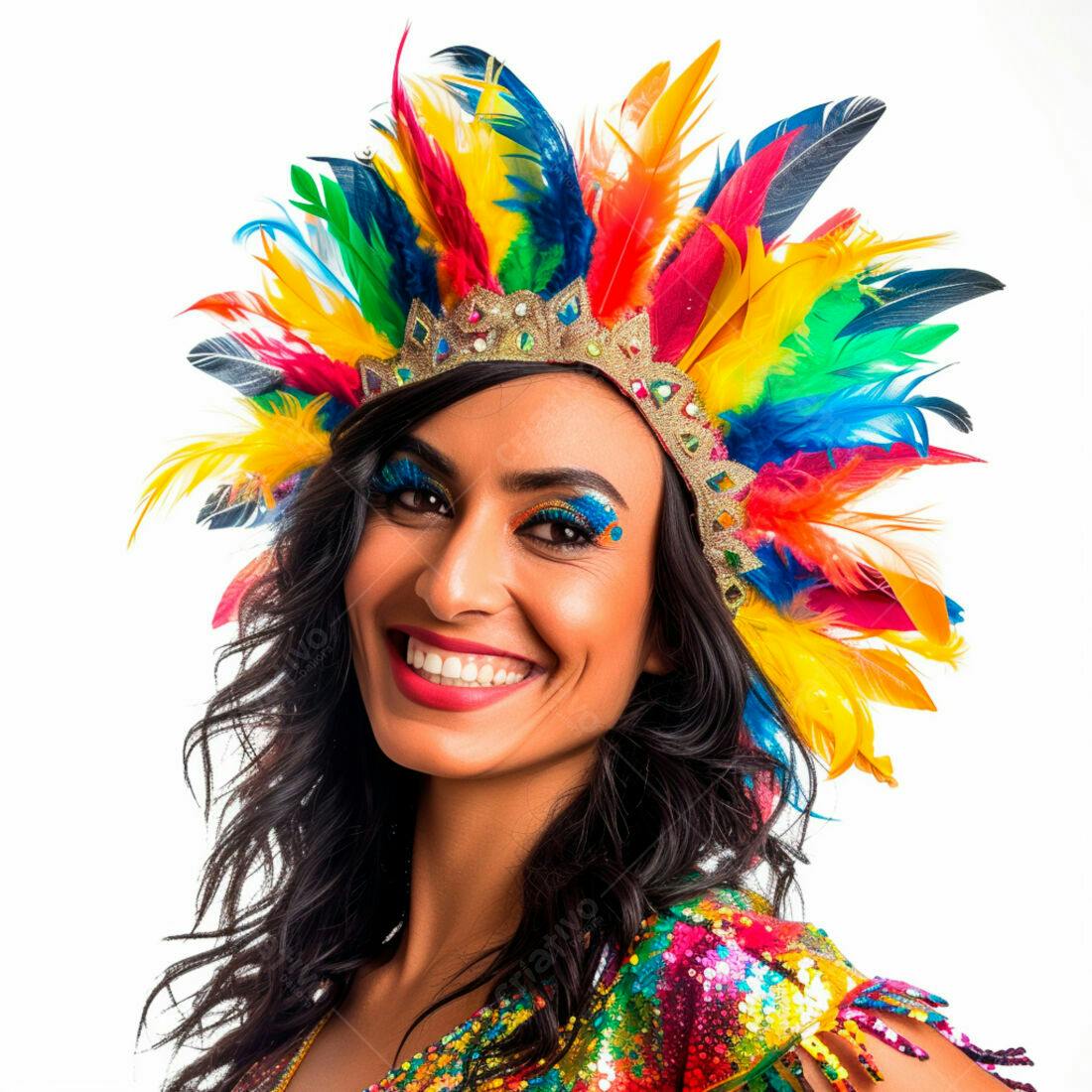 Mulher sorridente com fantasia de Carnaval