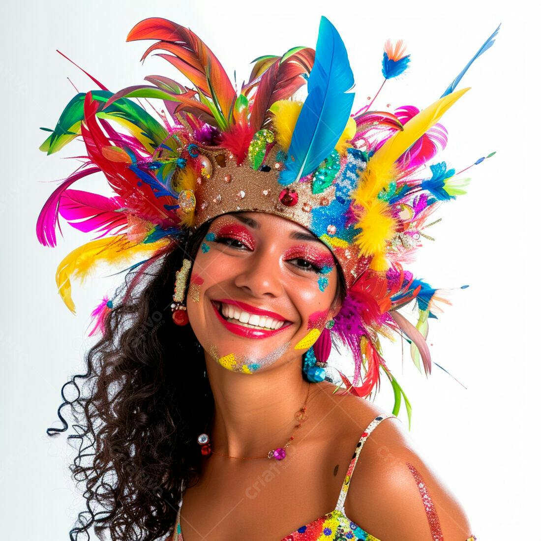 Mulher sorridente com fantasia de Carnaval