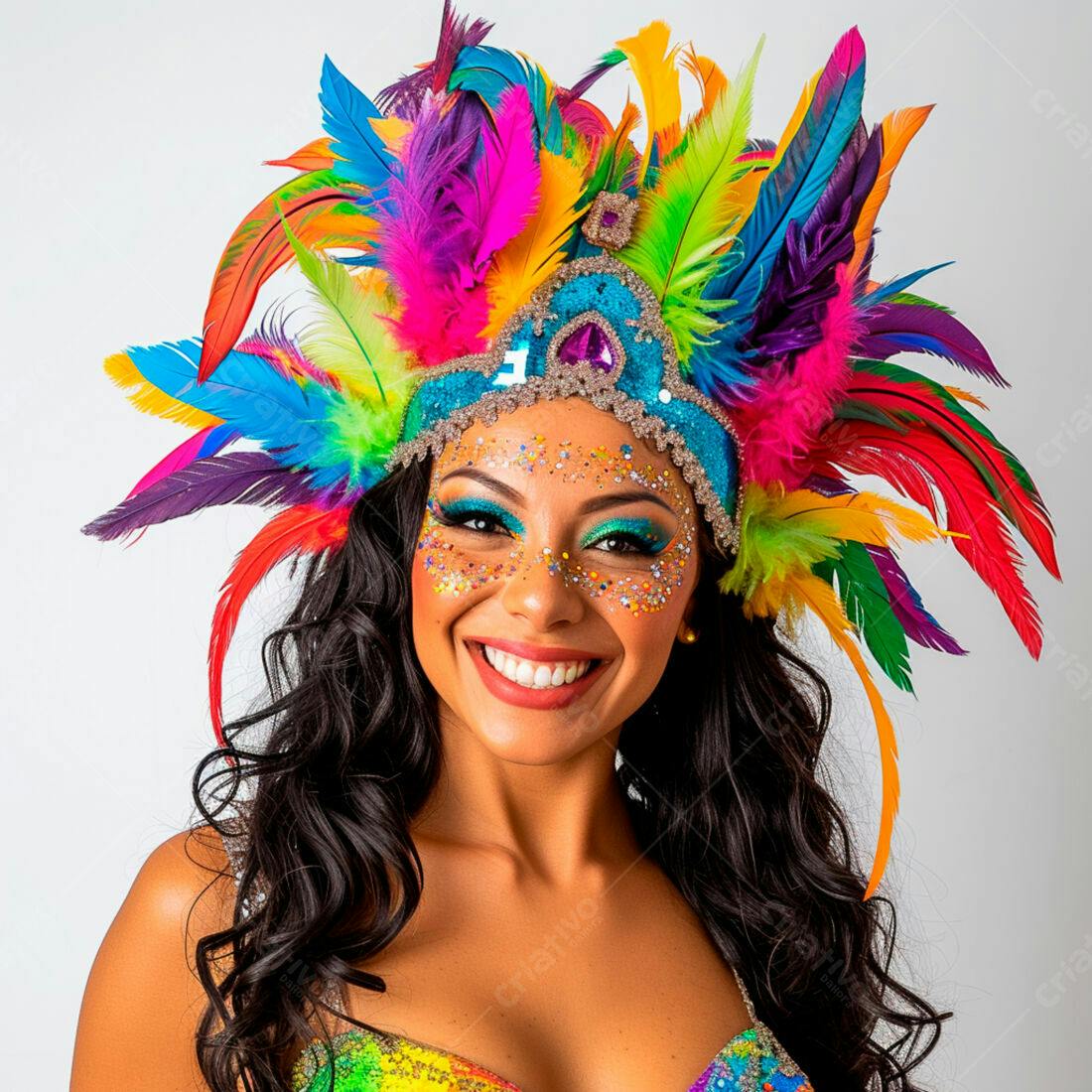 Mulher sorrindo com fantasia de carnaval