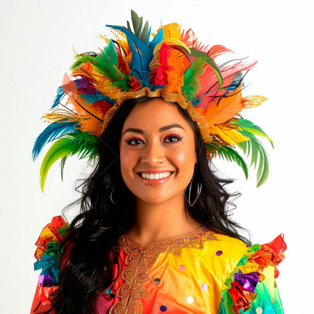 Mulher sorridente com fantasia de Carnaval