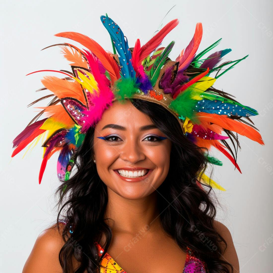 Mulher sorrindo com fantasia de carnaval