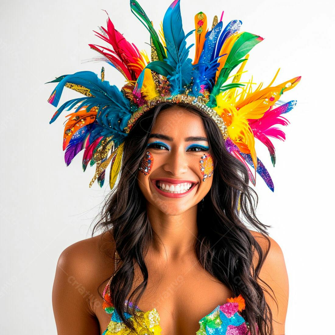 Mulher sorridente com fantasia de carnaval