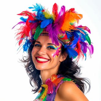 Mulher com maquiagem e adereços de carnaval 24