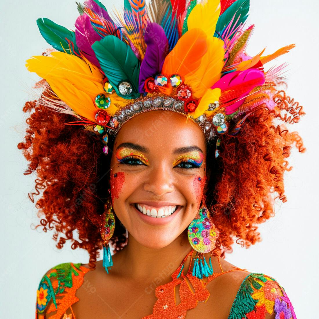 Mulher sorridente com fantasia de Carnaval