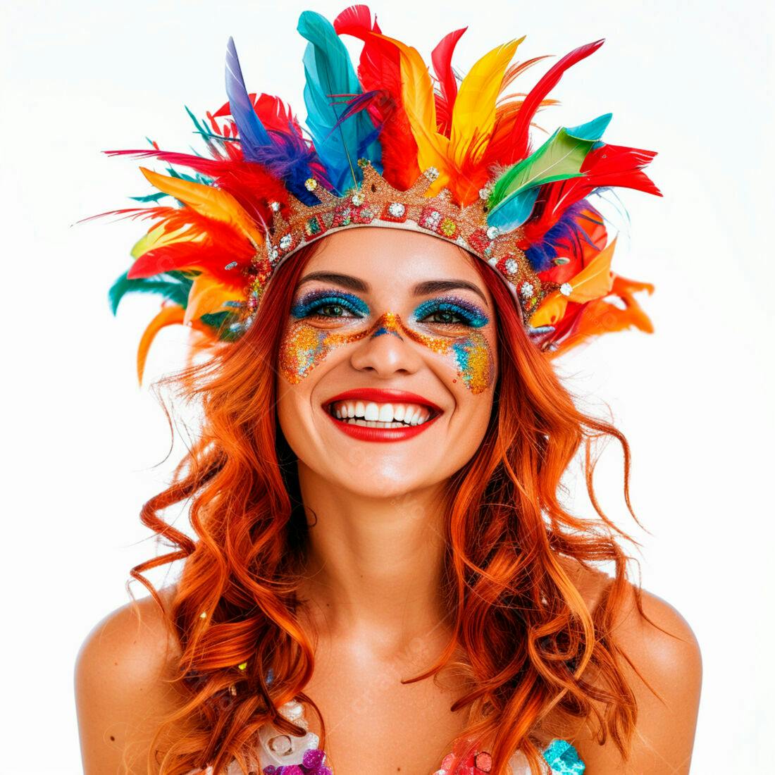 Mulher com fantasia de carnaval sorrindo