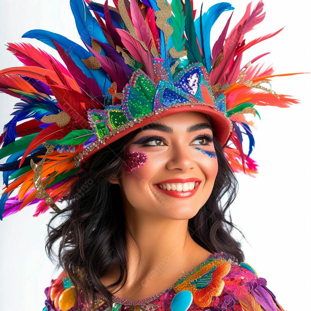 Smiling woman in vibrant Carnival costume | Fotos IA Premium [download]