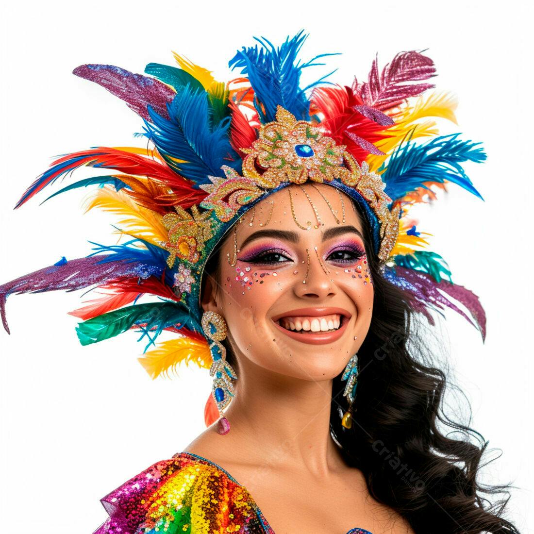 Musa do Carnaval com fantasia colorida