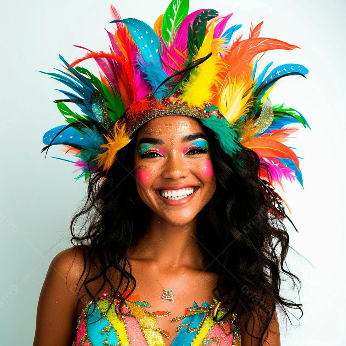 Mulher sorridente com fantasia de Carnaval