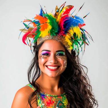 Mulher com maquiagem e adereços de carnaval 41