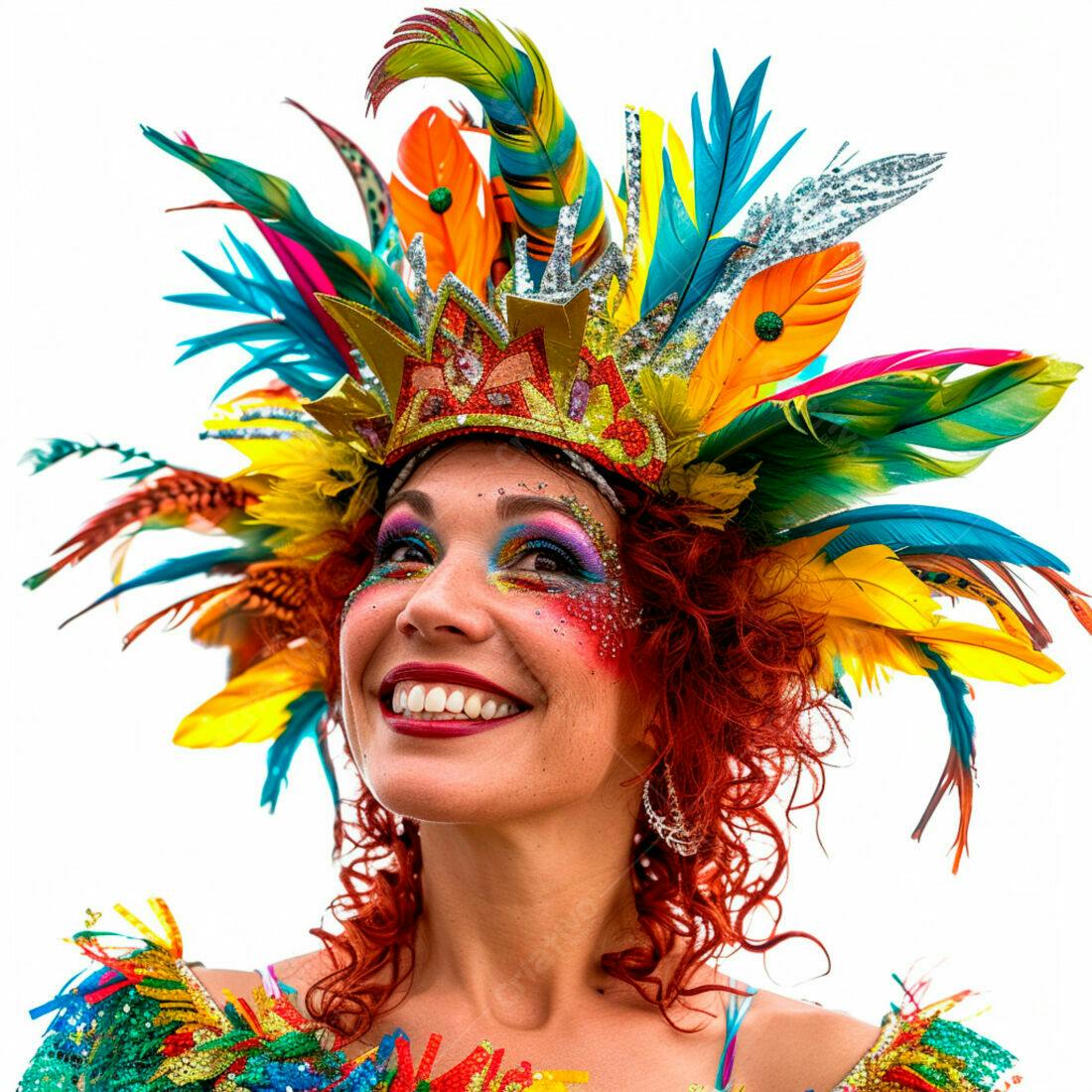 Mulher sorridente com fantasia de Carnaval