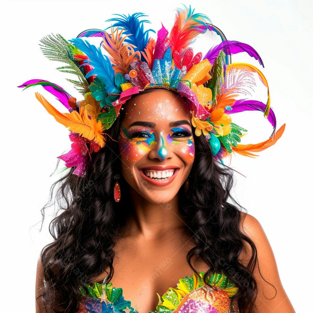 Mulher sorridente com fantasia de Carnaval
