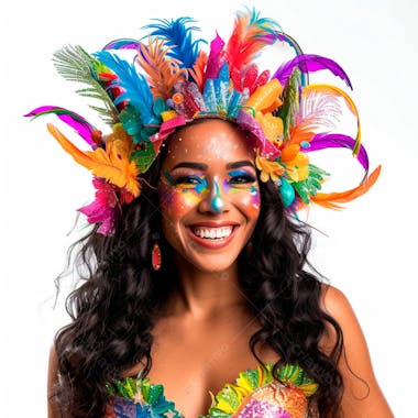 Mulher com maquiagem e adereços de carnaval 47