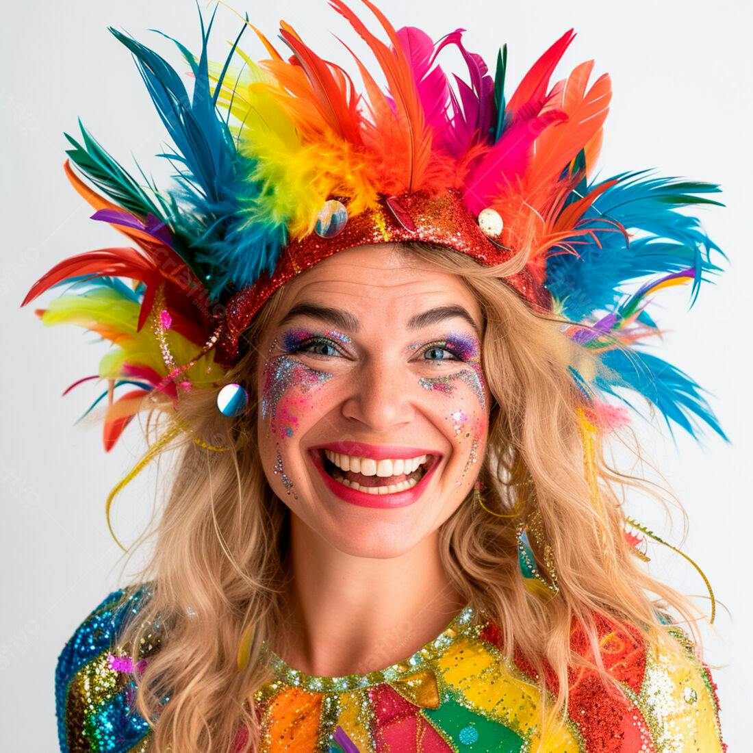 Mulher sorridente com fantasia de carnaval