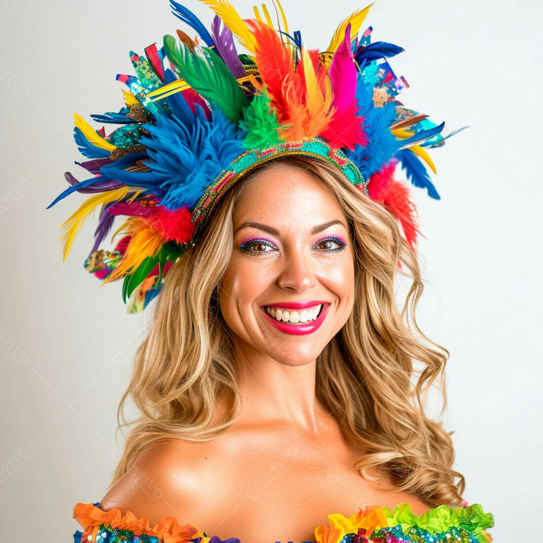 Mulher sorridente com fantasia de Carnaval