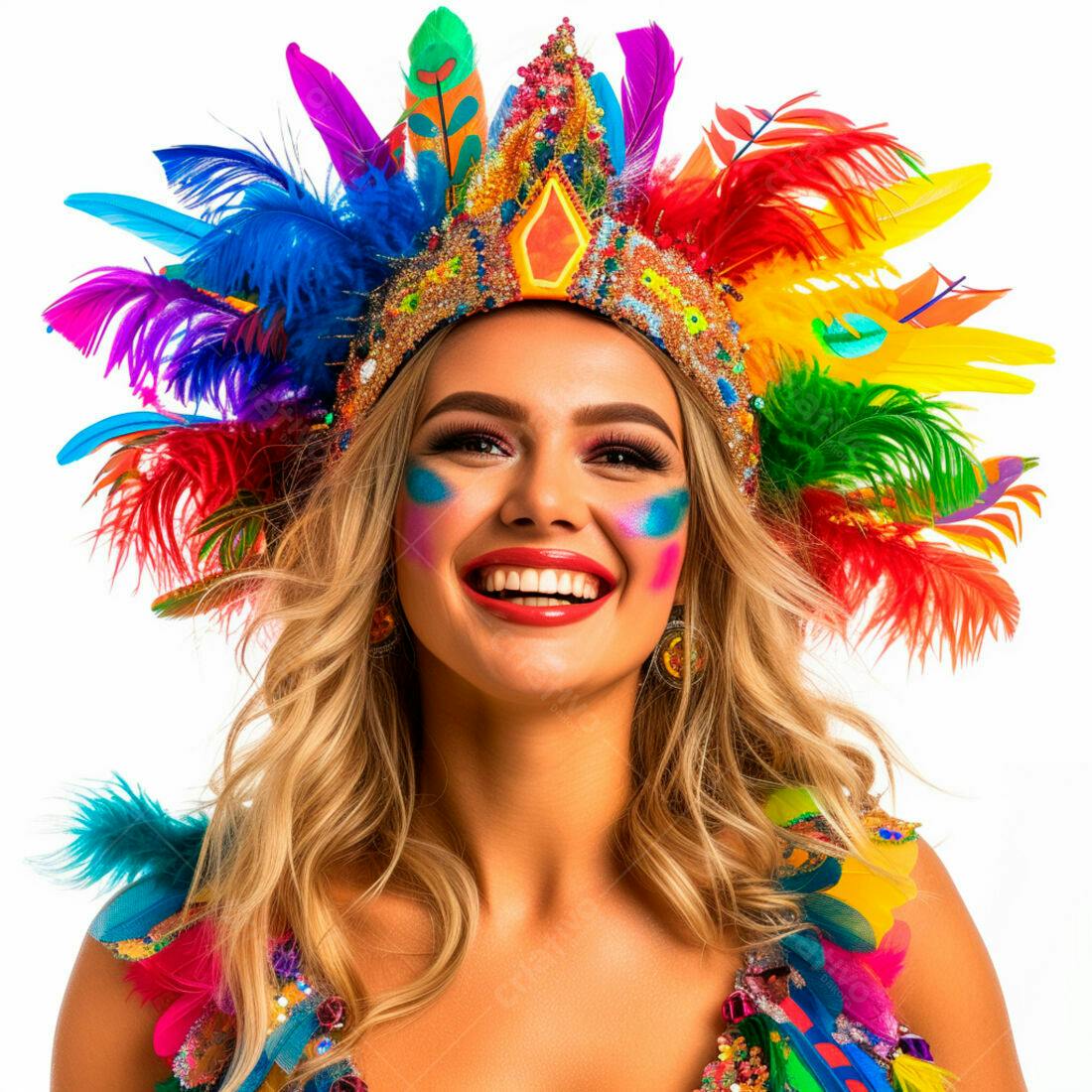 Mulher sorridente com fantasia de carnaval