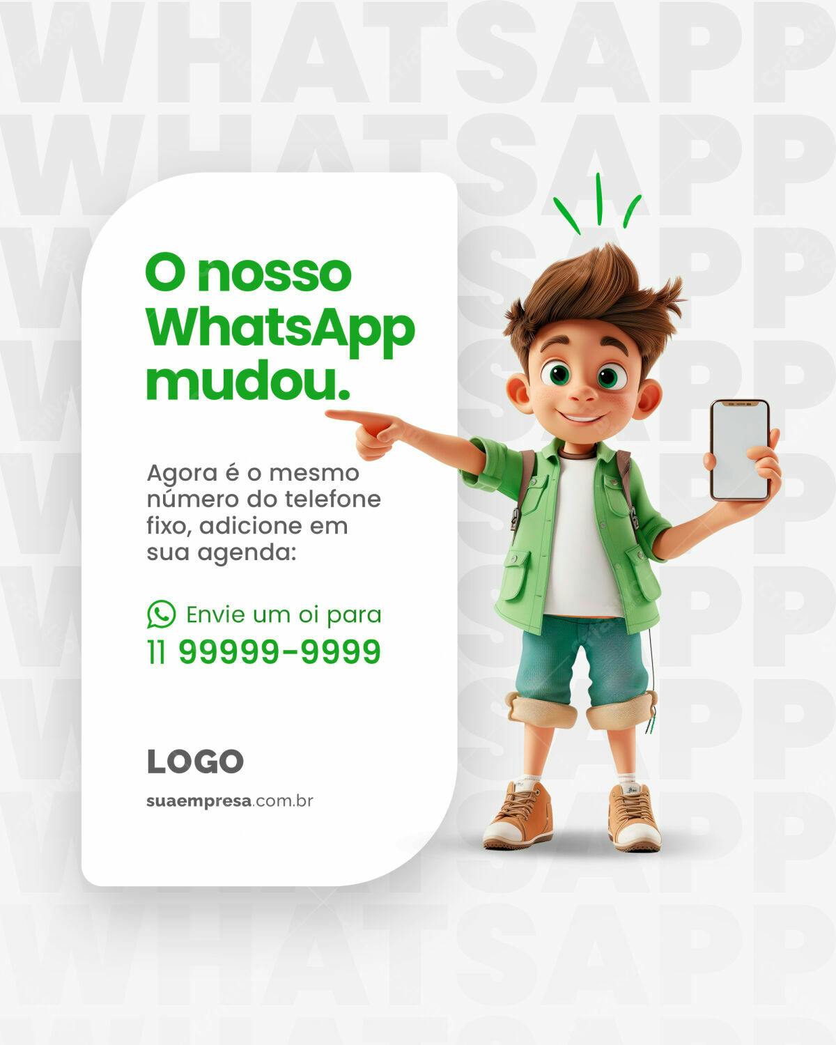 Anúncio WhatsApp Mudança Número PSD Editável