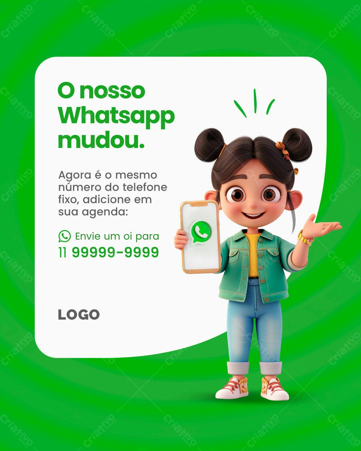 Anúncio WhatsApp Mudança Número PSD Editável
