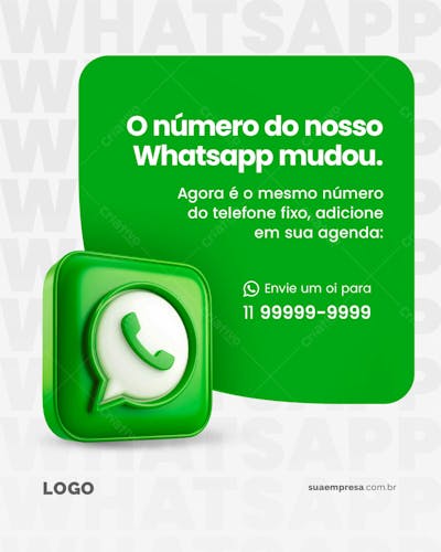 SOCIAL MEDIA ATENÇÃO PARA NOSSO WHATSAPP MUDOU