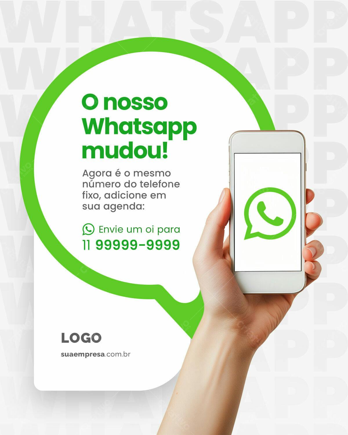 Anúncio WhatsApp Mudança de Número PSD Editável
