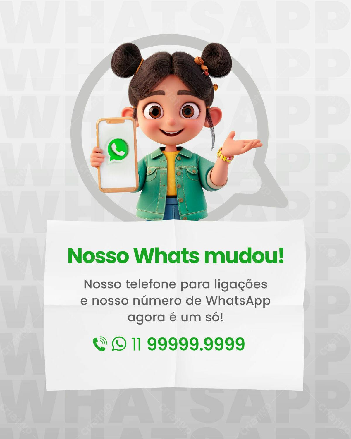 Anúncio WhatsApp Mudança Número PSD Editável