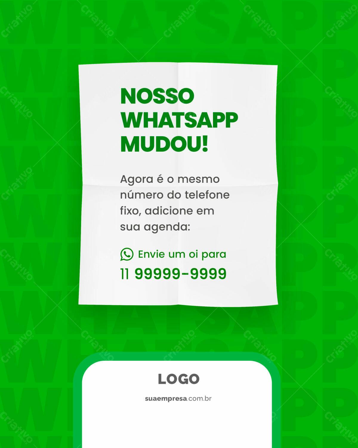 Anúncio WhatsApp Mudou PSD Editável