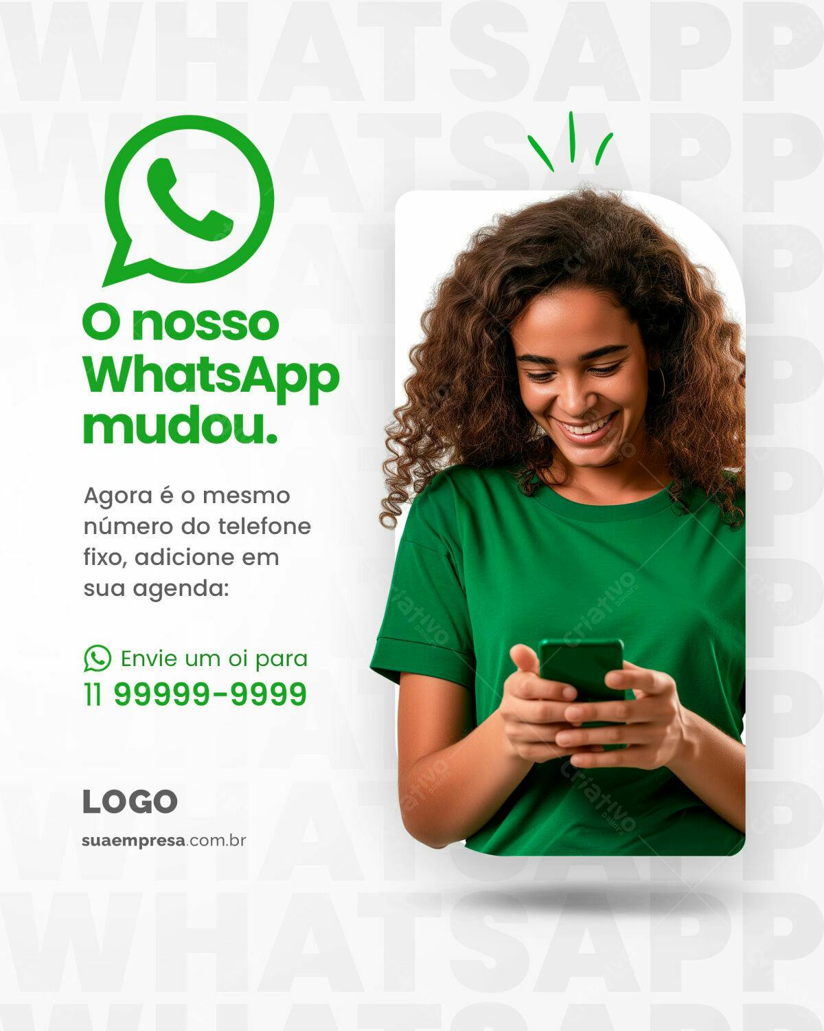 Anúncio WhatsApp Mudança Número PSD Editável