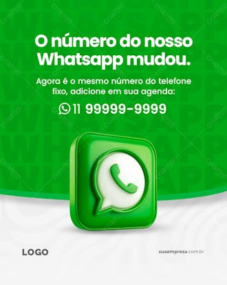 Social media atenção para nosso whatsapp mudou