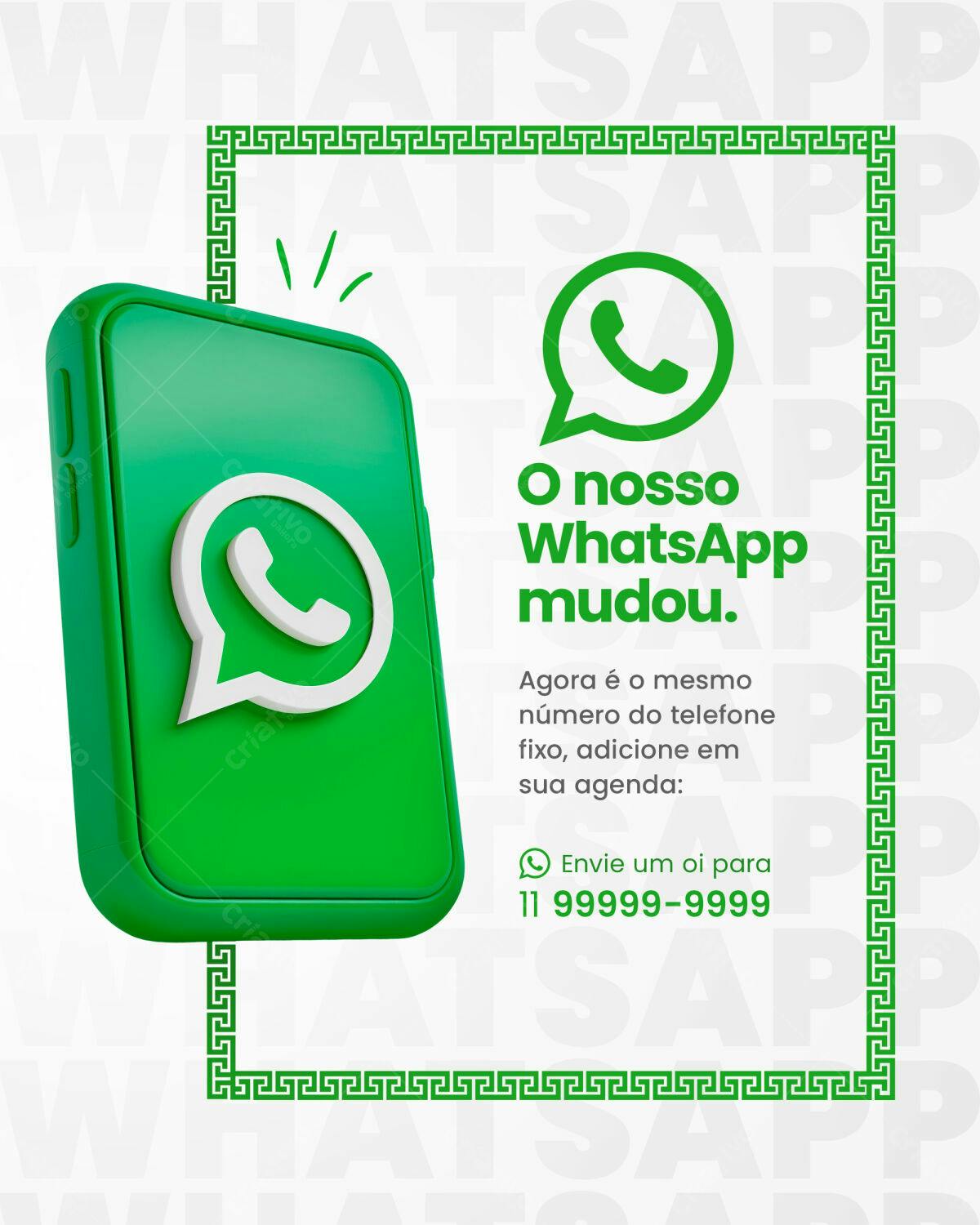 Anúncio WhatsApp Mudança de Número PSD Editável