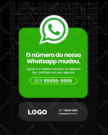 Atenção para nosso whatsapp mudou