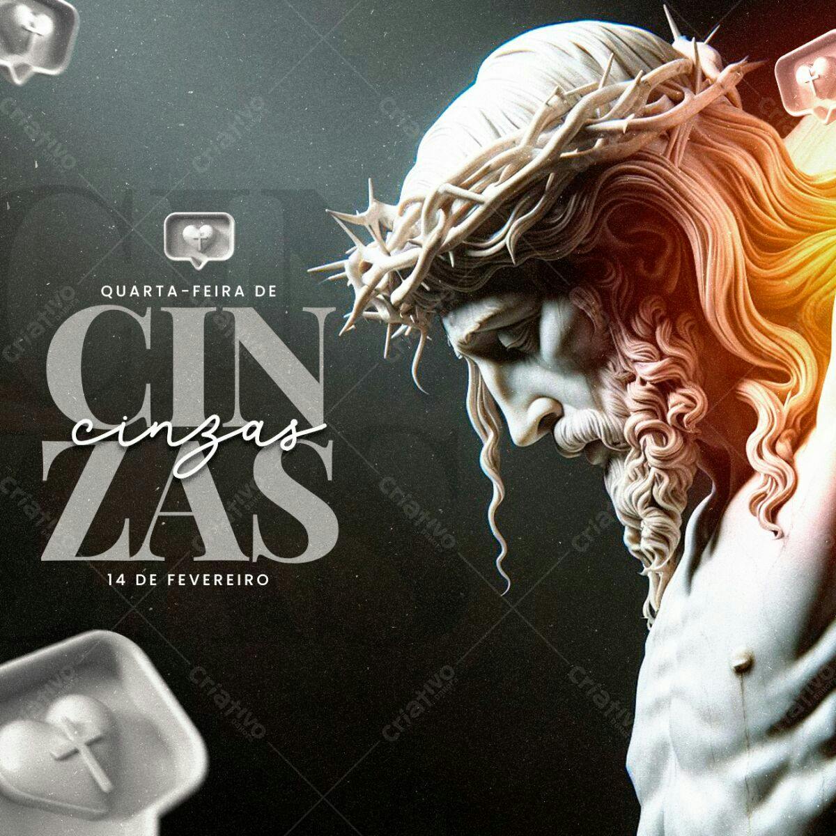 Post para Quarta-Feira de Cinzas PSD Editável