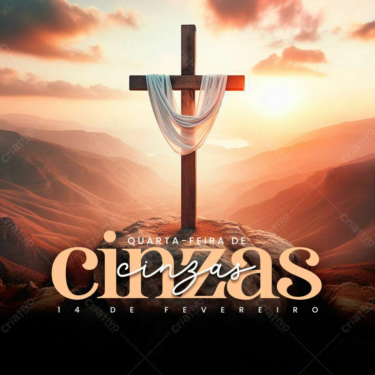 Flyer para Quarta-Feira de Cinzas PSD Editável