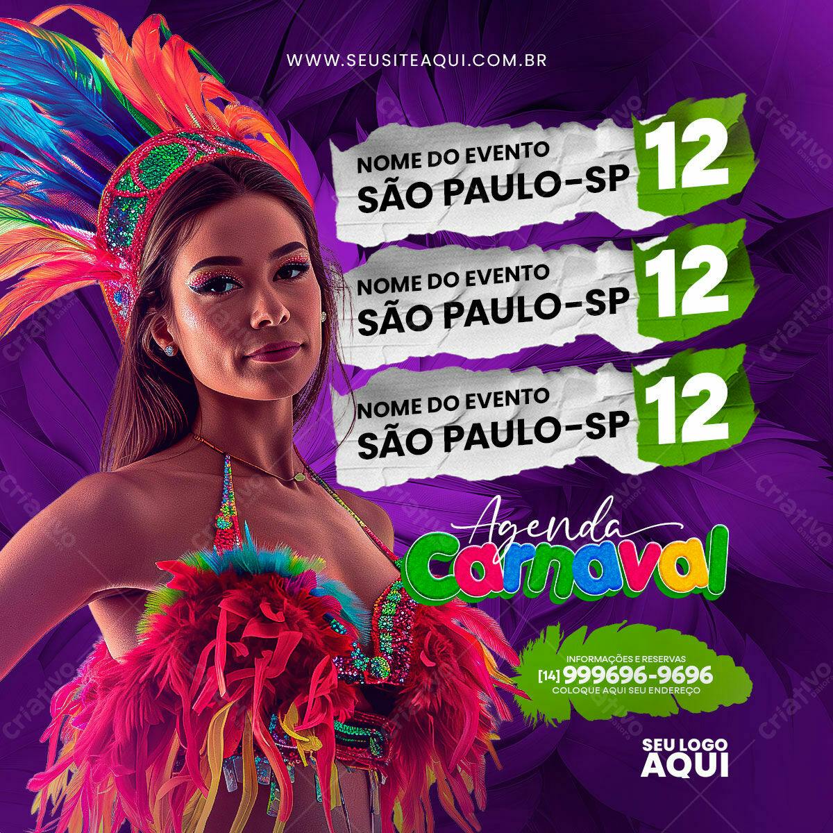 Flyer Carnaval em São Paulo PSD Editável