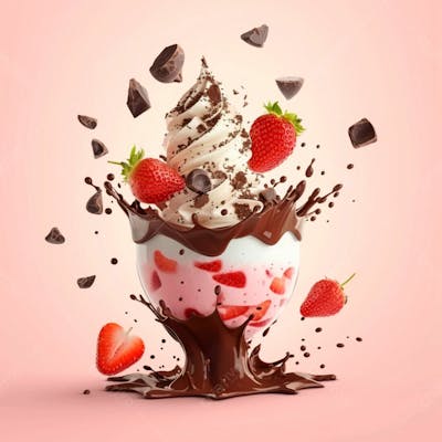 Sorvete Napolitano Com Gotas De Chocolate E Morangos 16