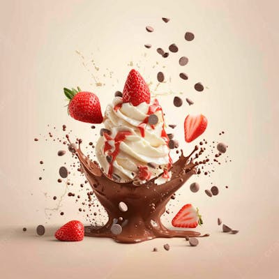 Sorvete Napolitano Com Gotas De Chocolate E Morangos 17