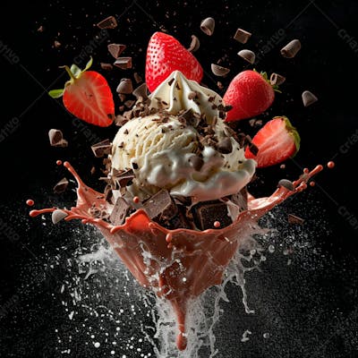 Sorvete Napolitano Com Gotas De Chocolate E Morangos 21