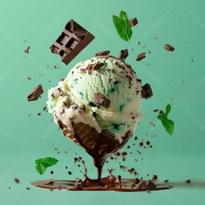 Sorvete De Menta Com Gotas De Chocolate 3