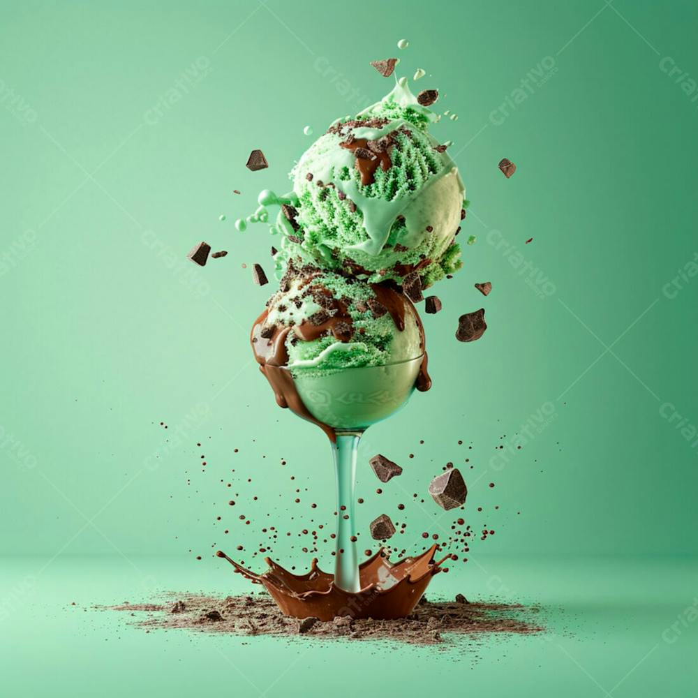 Sorvete De Menta Com Gotas De Chocolate 4