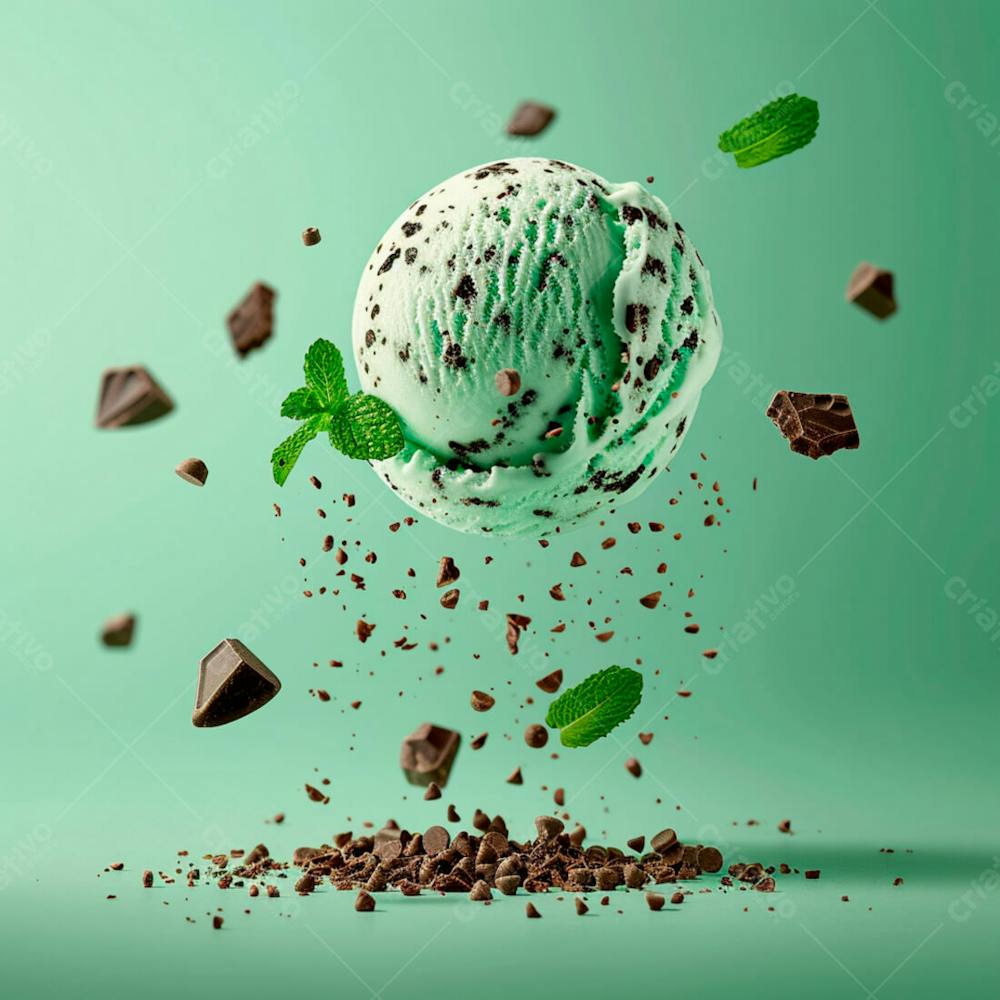 Sorvete De Menta Com Gotas De Chocolate 5