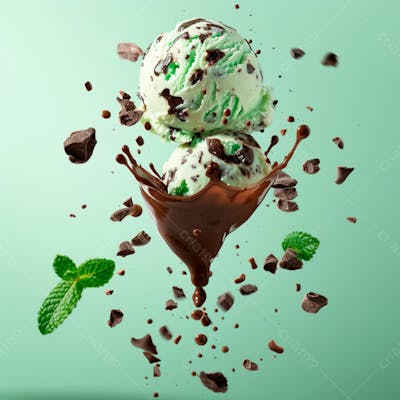 Sorvete De Menta Com Gotas De Chocolate 6