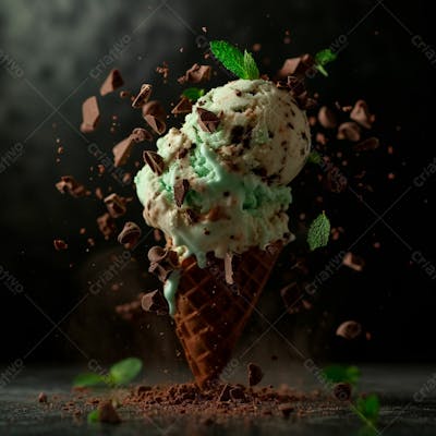 Sorvete De Menta Com Gotas De Chocolate 18