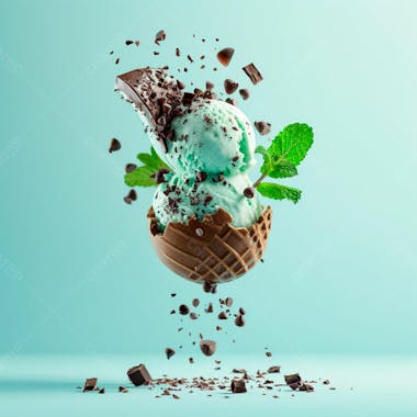 Sorvete de menta com gotas de chocolate 24