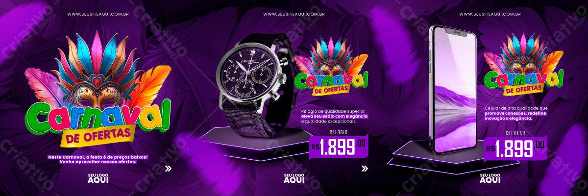 Banner Carnaval de Ofertas PSD Editável