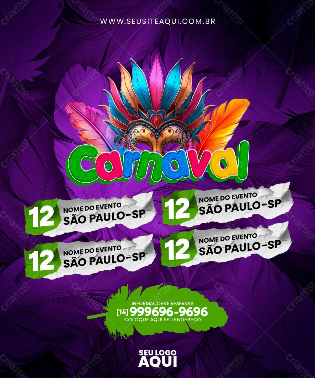 Flyer Carnaval em São Paulo PSD Editável