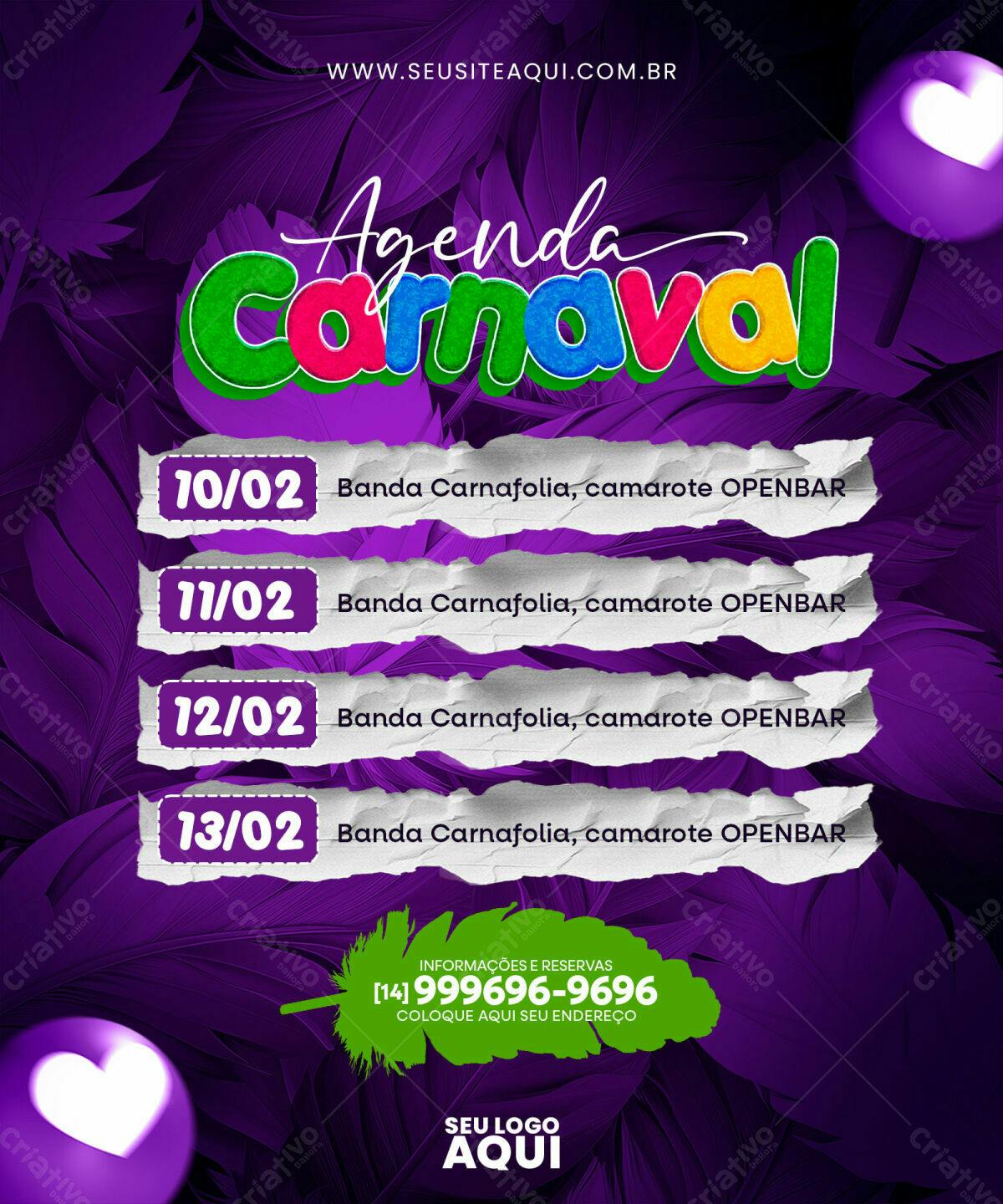Flyer Agenda Carnaval PSD Editável