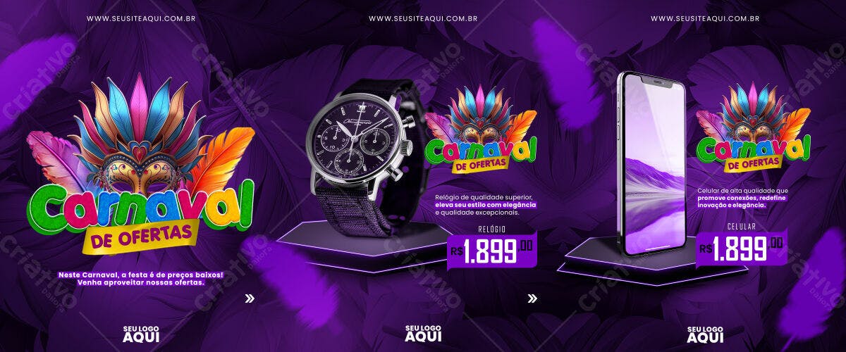 Banner Carnaval de Ofertas PSD Editável