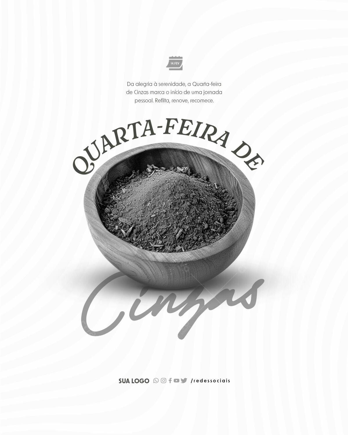 Flyer para Quarta-Feira de Cinzas PSD Editável