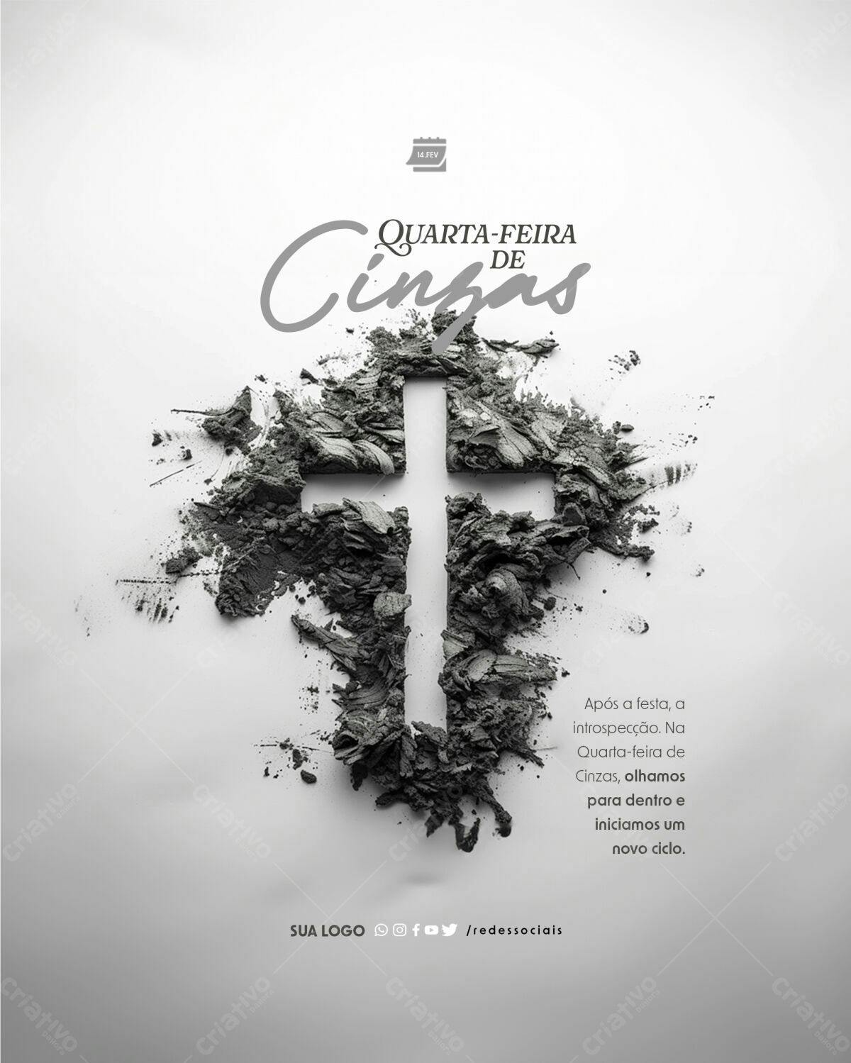 Flyer Quarta-Feira de Cinzas PSD Editável