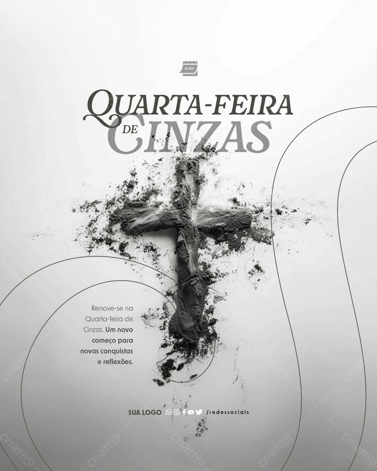 Flyer para Quarta-Feira de Cinzas PSD Editável